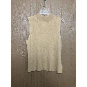 Halston Turtle Neck Beige Rank Top Sweater 100% Merino Wool Size XL‎ Warm Cozy
